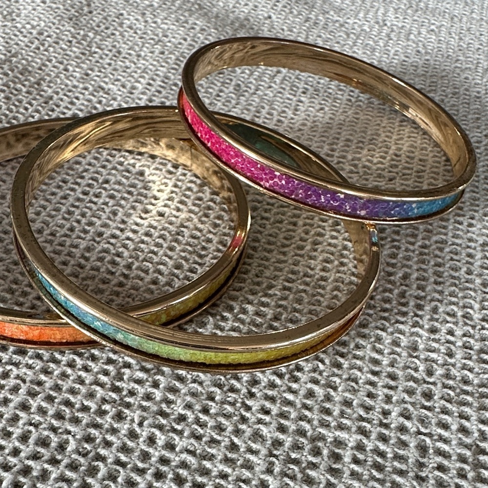 Colorful Gold-Tone Bangle Set - Picture 3 of 9